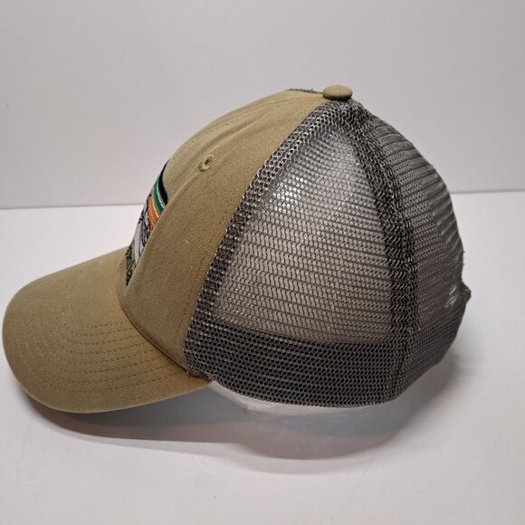 Patagonia Trucker Hat Snapback Cap Tan/Gray Mesh Adjust Embroidered Logo - Picture 3 of 12